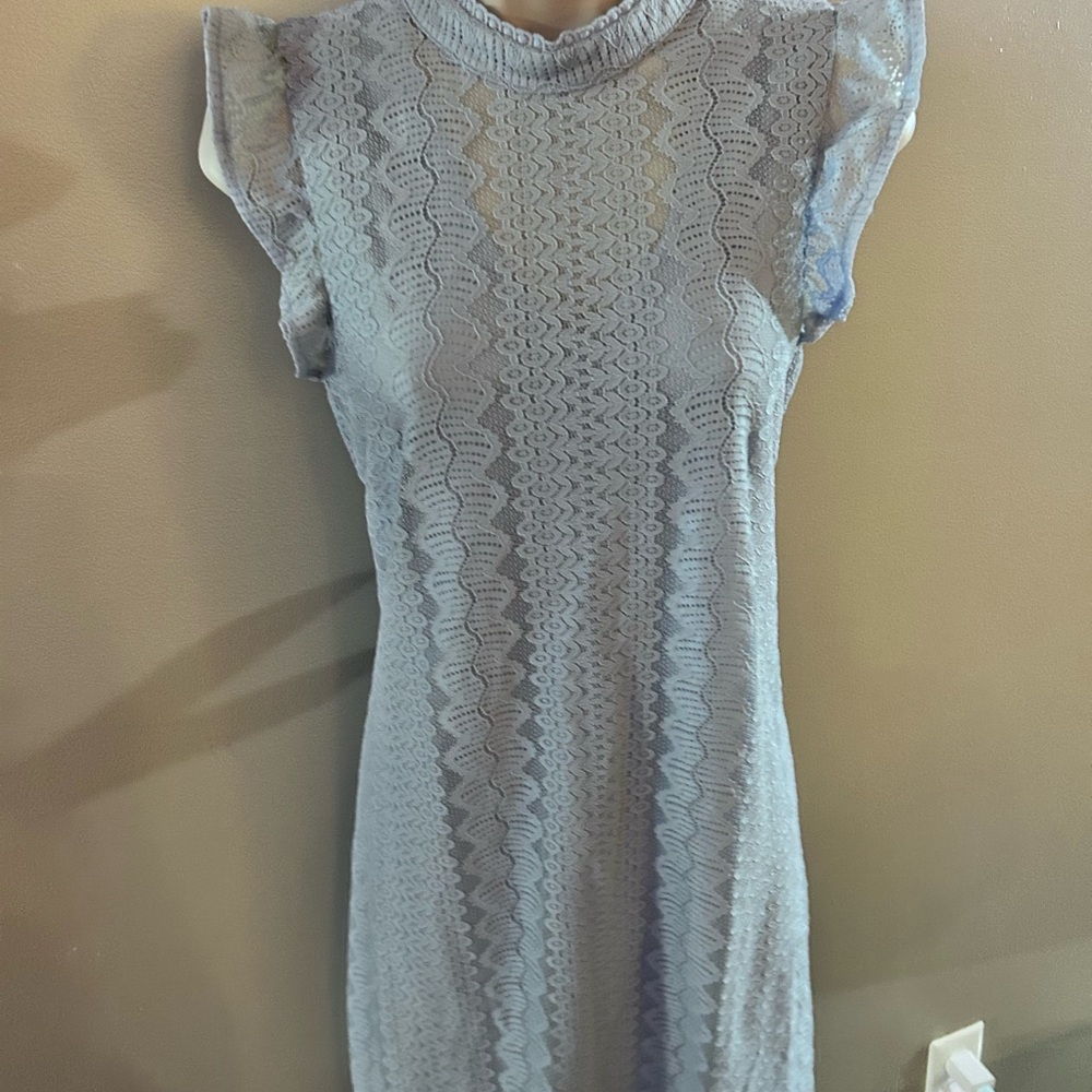 As U Wish Light Blue Lace Mini Dress